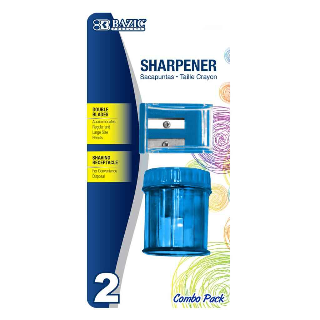 Dual Blades Square Sharpener with Receptacle + Round Receptacle Sharpener