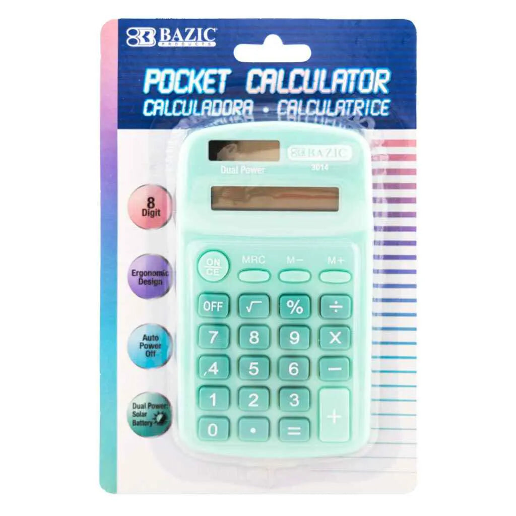 Bazic Pocket Calculator 8-Digit Dual Power