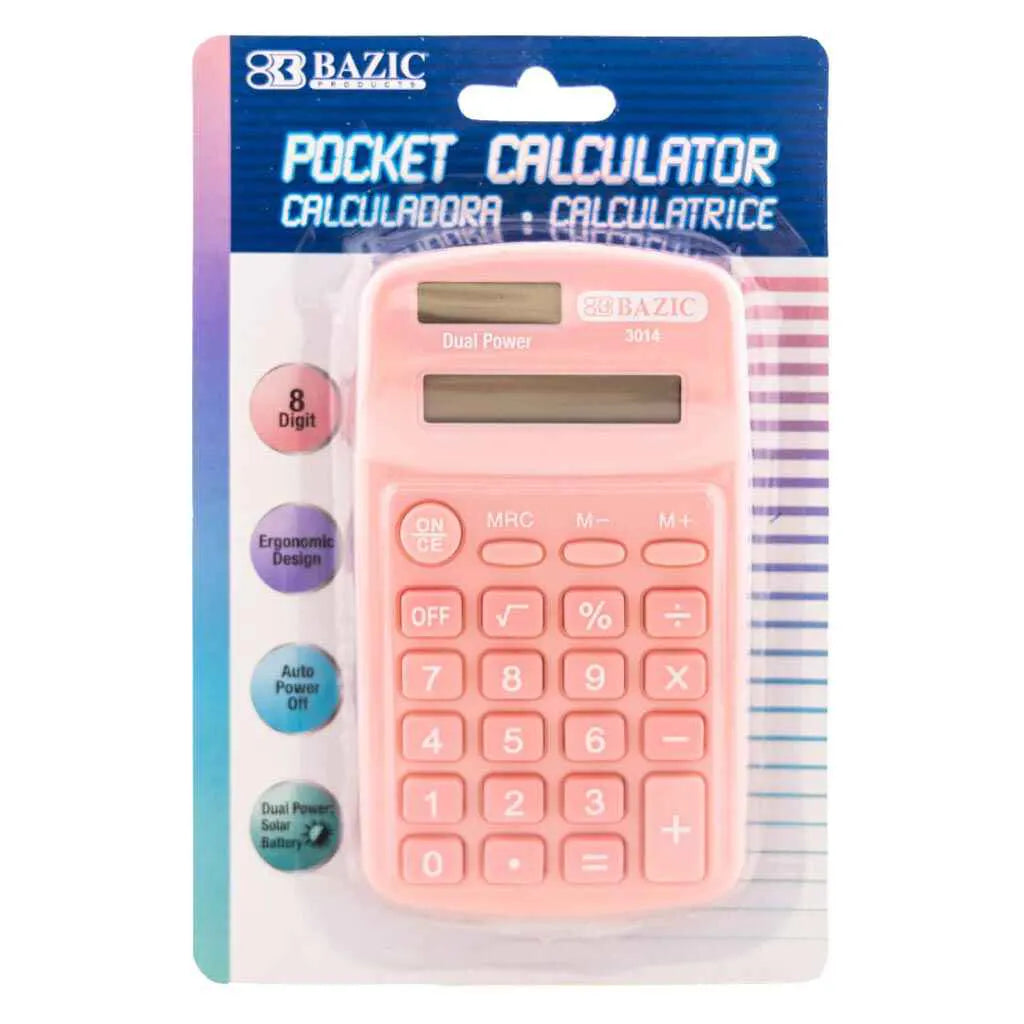 Bazic Pocket Calculator 8-Digit Dual Power