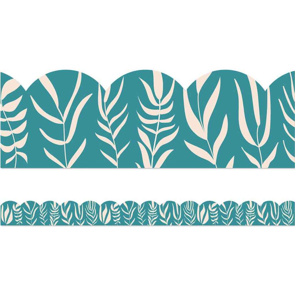 Teal with Leaves Scalloped Bulletin Board Borders