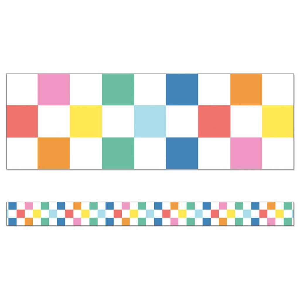 Checkered Rainbow Straight Bulletin Board Borders