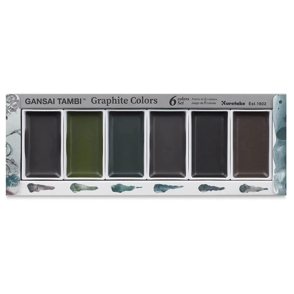 Gansai Tambi 5 &amp; 6-Color Watercolor Sets, Graphite Colors Set (Graphite Red, Graphite Green, Graphite Yellow, Graphite Blue, Graphite Violet &amp; Graphite Brown)