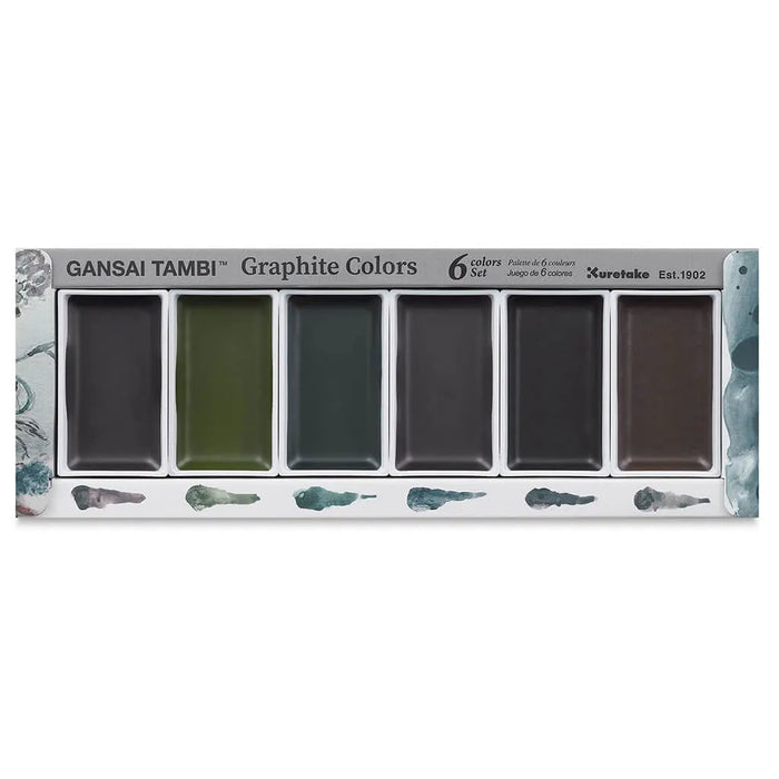 Gansai Tambi 5 & 6-Color Watercolor Sets, Graphite Colors Set (Graphite Red, Graphite Green, Graphite Yellow, Graphite Blue, Graphite Violet & Graphite Brown)