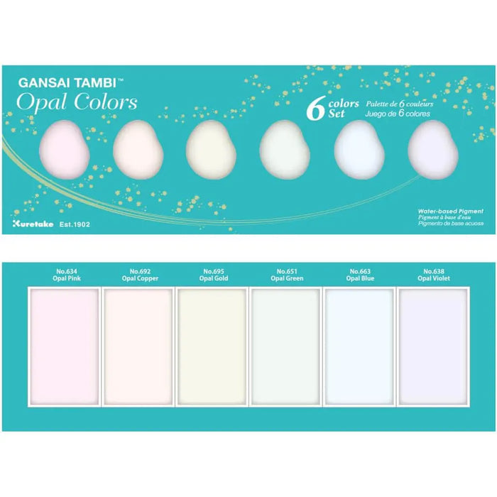 Gansai Tambi 5 & 6-Color Watercolor Sets,Gansai Tambi Opal Set (Opal Pink, Opal Copper, Opal Gold, Opal Green, Opal Blue & Opal Violet)