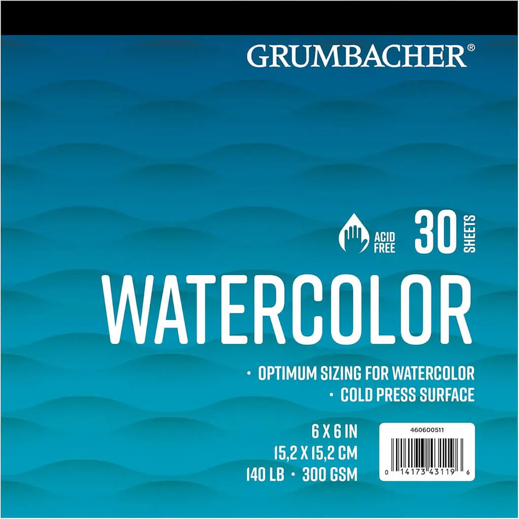 Watercolor Pads, 6" x 6" Tape-Bound - 30 Shts./Pad 140CP