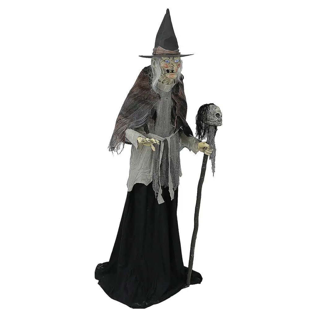 Animated Lunging Witch with Digital Eyes, 6ft