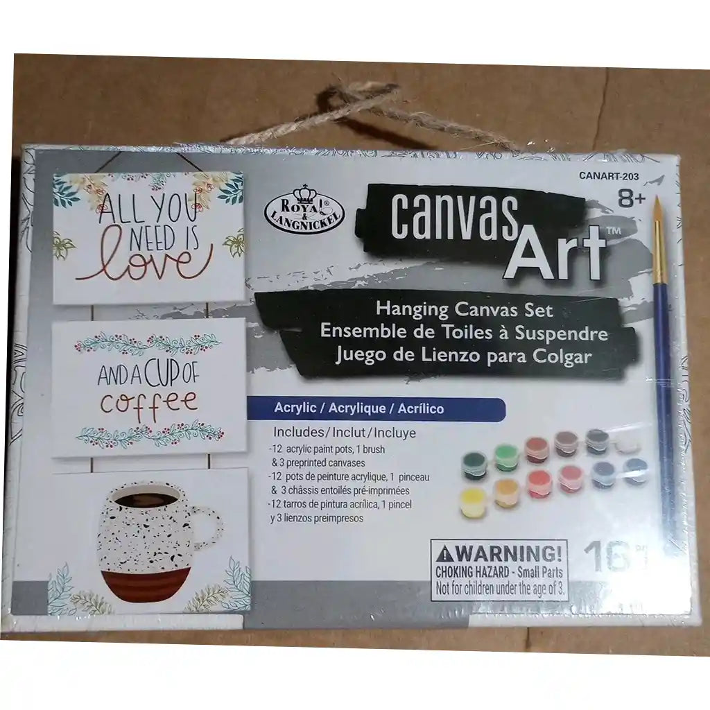 3pc 5in x 7in Hanging Canvas Wall Art Set All You Need Is Love and Coffee DIY