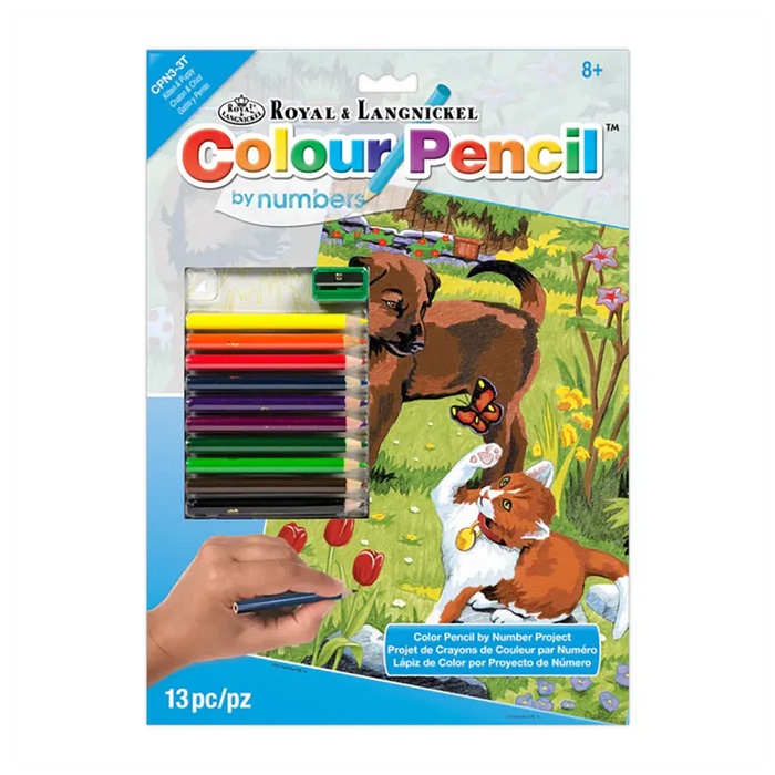 Colour Pencil by numbers 13pc 8.75" x 11.75" Kitten & Puppy Project