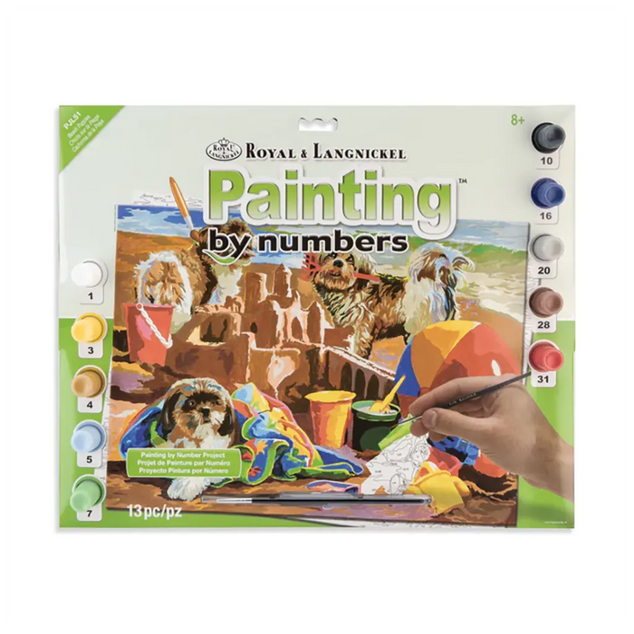 Painting by numbers 13pc 11.25in x 15.375in Beach Puppies Painting Project
