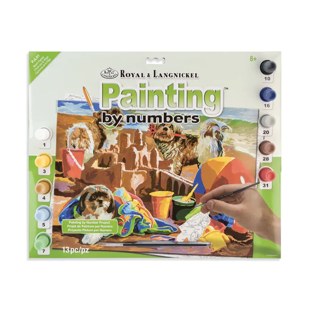 Painting by numbers 13pc 11.25in x 15.375in Beach Puppies Painting Project