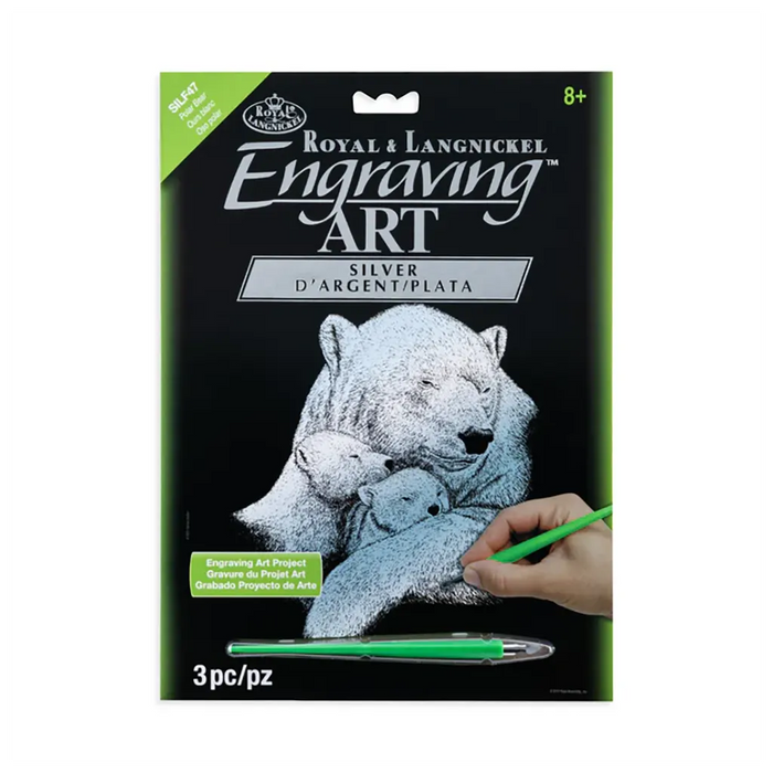Engraving Art 8in x 10in Silver Foil Projects Polar Bear