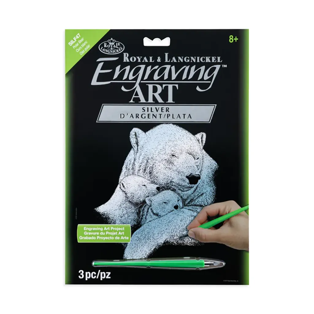 Engraving Art 8in x 10in Silver Foil Projects Polar Bear