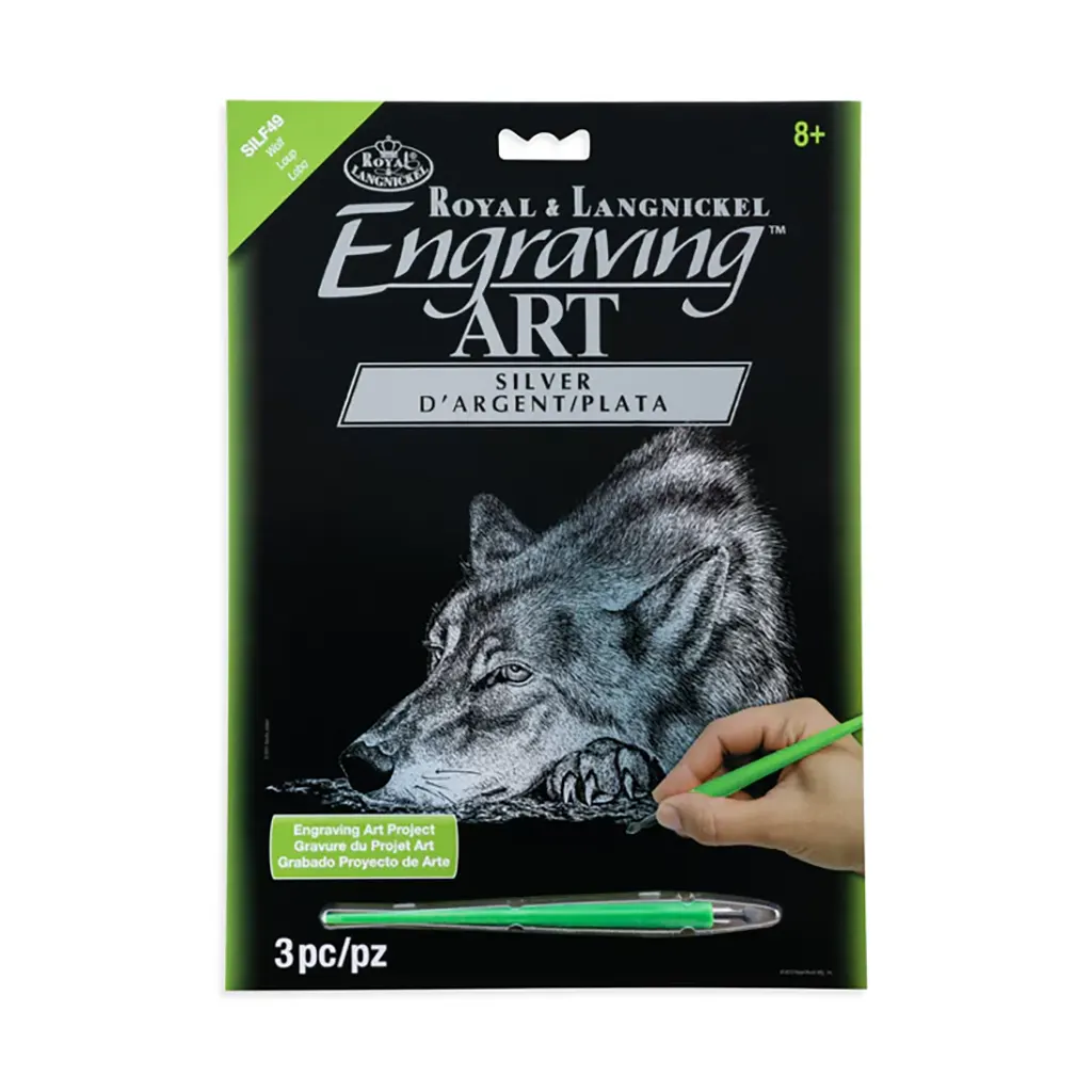 Engraving Art 8in x 10in Silver Foil Projects Silver Wolf