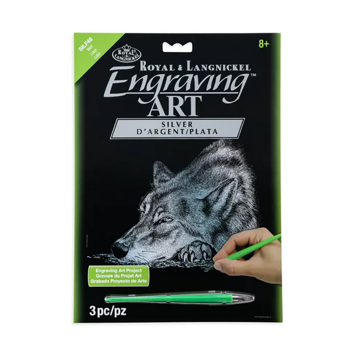 Engraving Art 8in x 10in Silver Foil Projects Silver Wolf