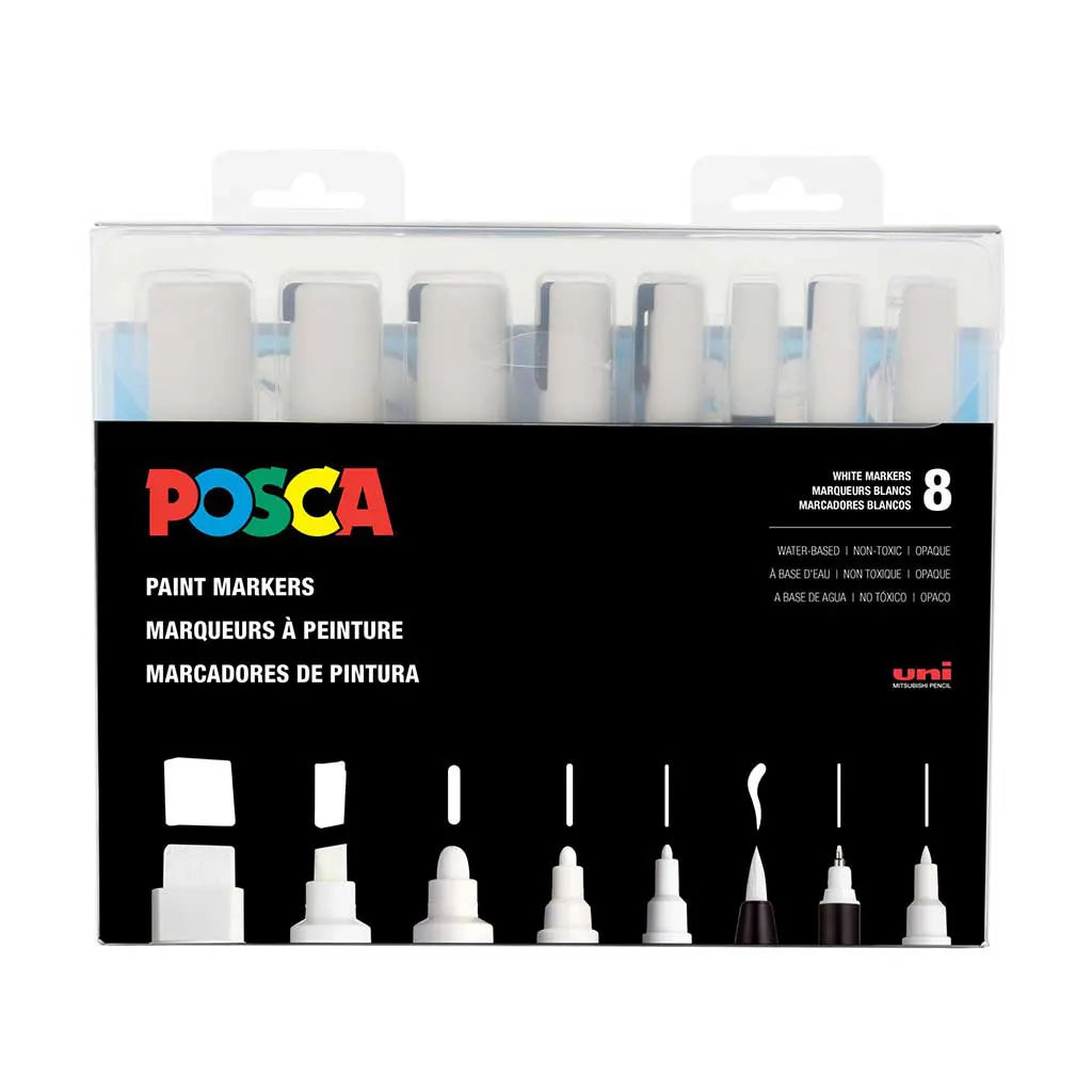 Posca Paint Markerspc All Sizes Set/8 White