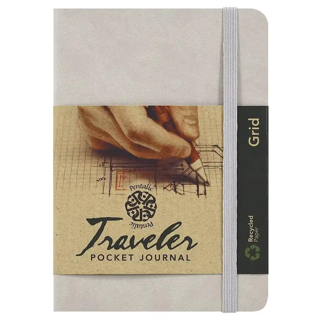 Pentalic Grid Traveler Pocket Journal, 6inx 4in, Champagne