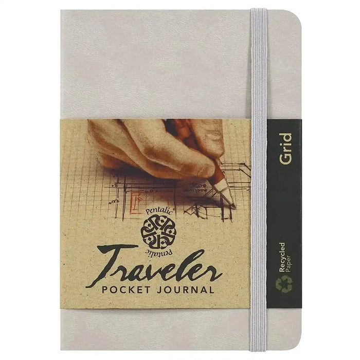 Pentalic Grid Traveler Pocket Journal, 6inx 4in, Champagne