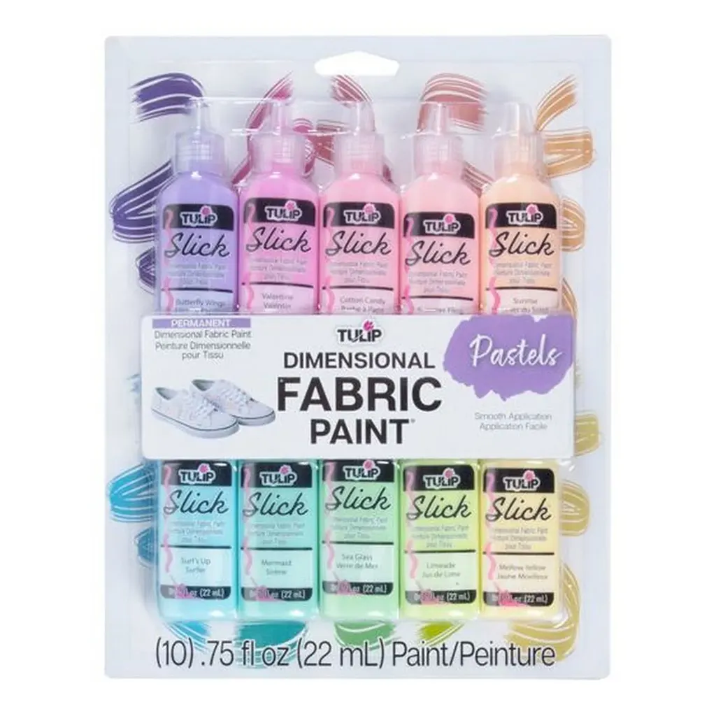 Tulip Dimensional Fabric Paint Slick Pastels, 0.75oz, 10pc