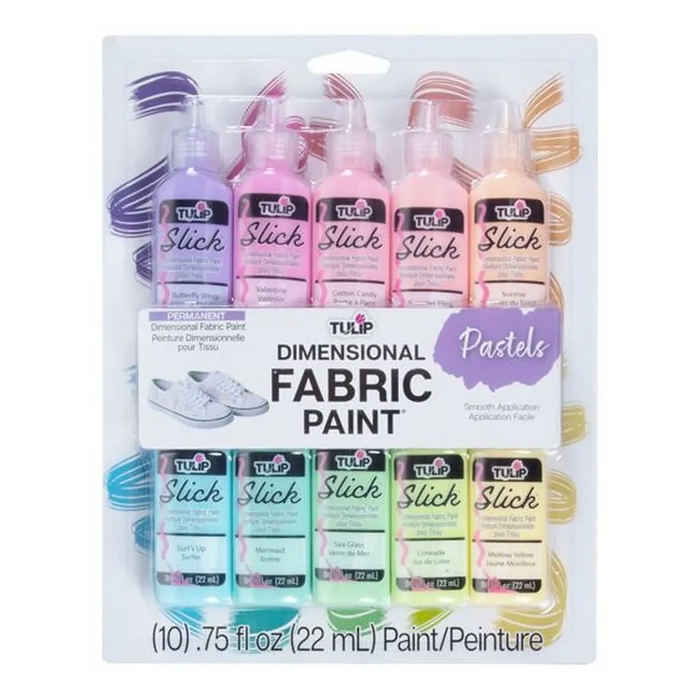 Tulip Dimensional Fabric Paint Slick Pastels, 0.75oz, 10pc