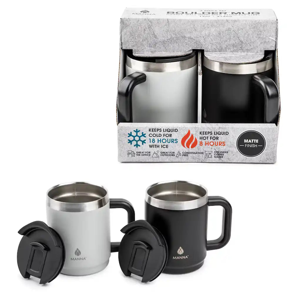 Set of 2 14oz Boulder Black and Gray Matte