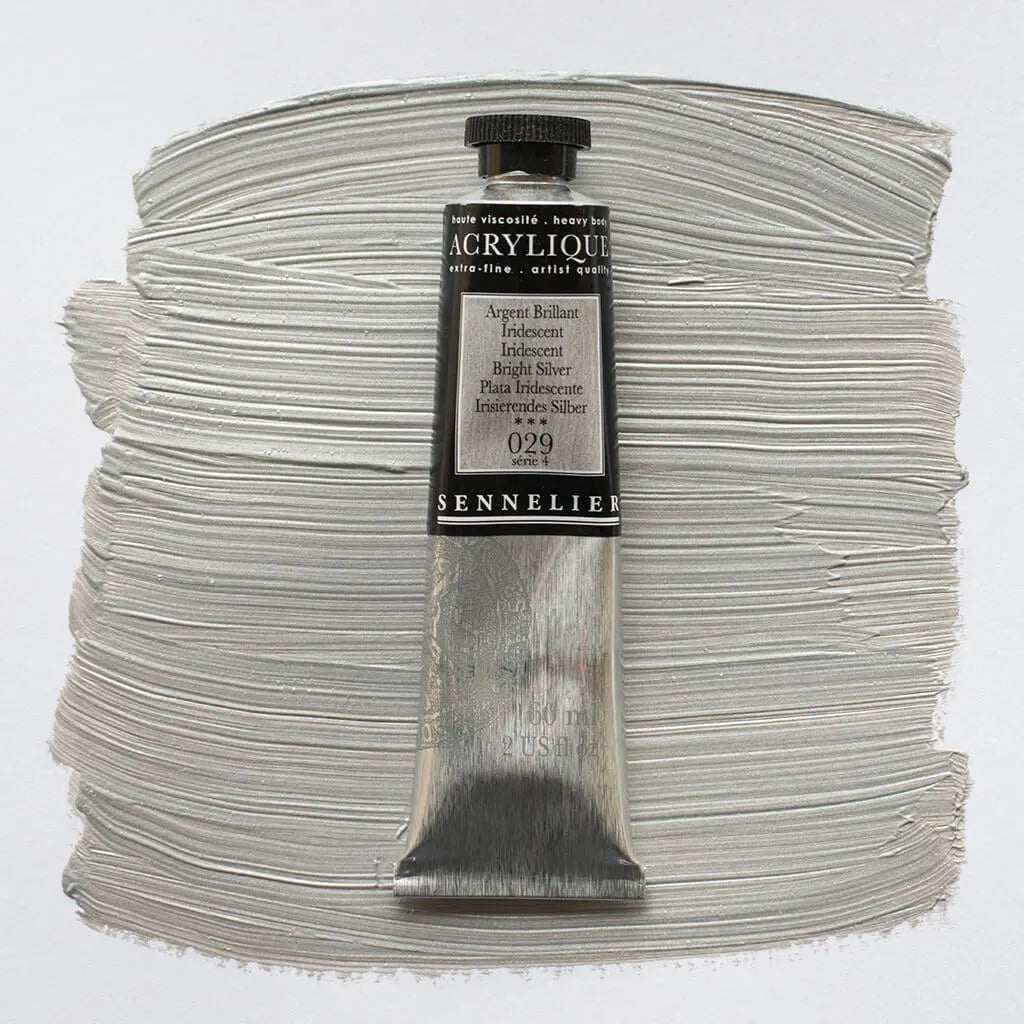 Sennelier Extra-Fine Acrylic Tube 60ml S4, Iridescent Bright Silver