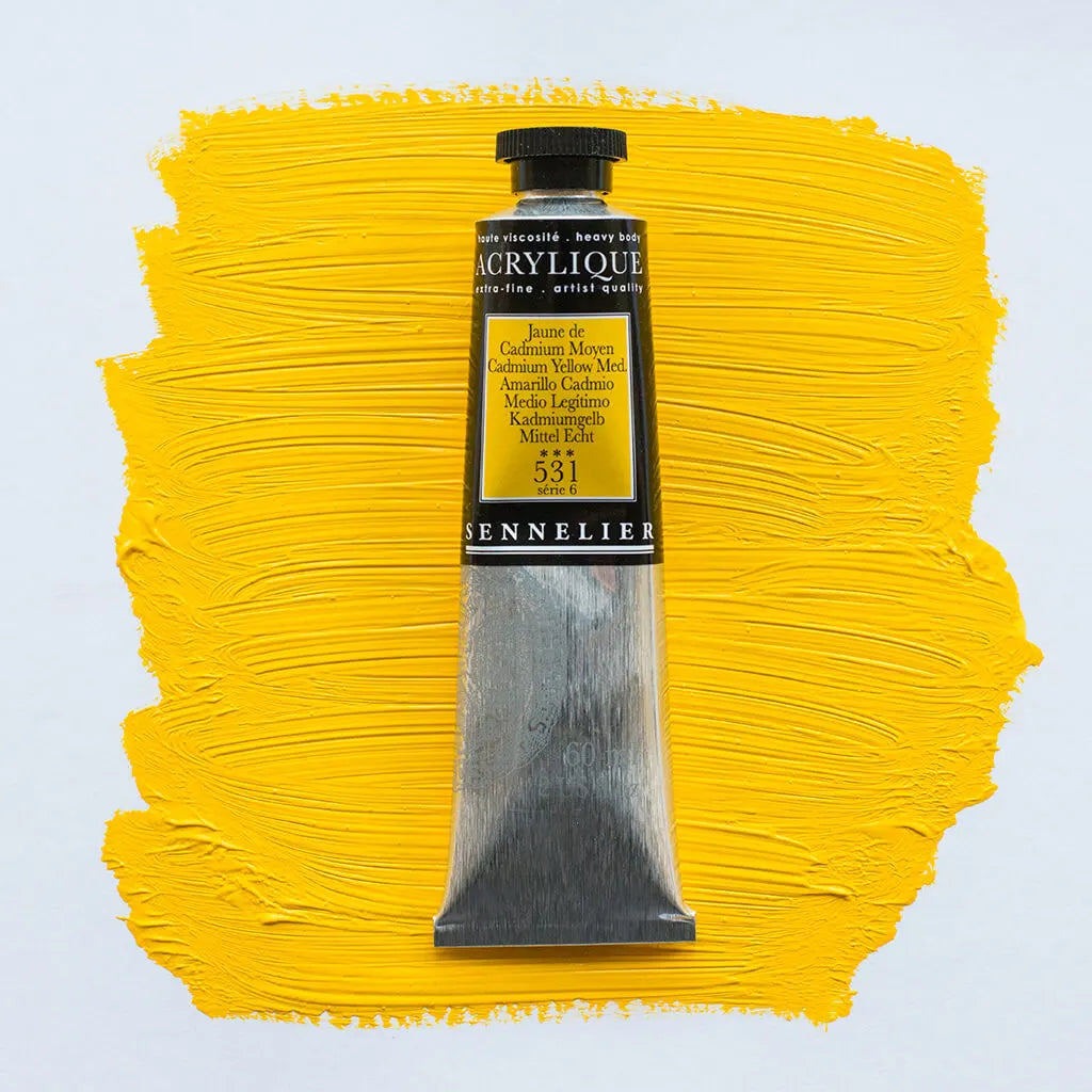 Sennelier Extra-Fine Acrylic Tube 60ml S6, Cadmium Yellow Medium