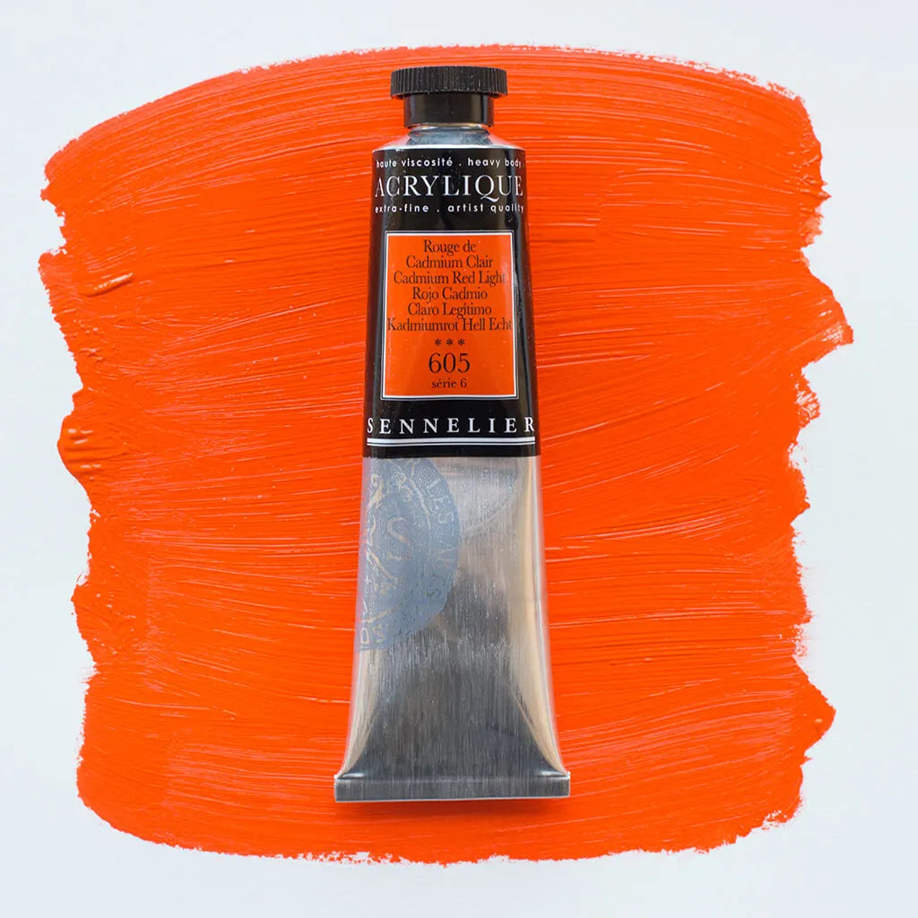 Sennelier Extra-Fine Acrylic Tube 60ml S6, Cadmium Red Light