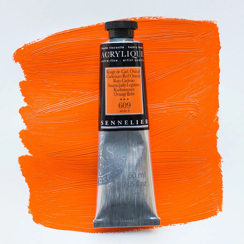 Sennelier Extra-Fine Acrylic Tube 60ml S6, Cadmium Red Orange