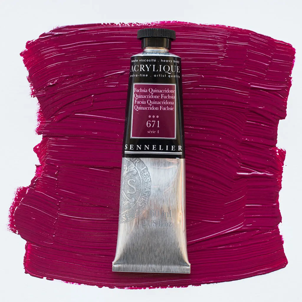 Sennelier Extra-Fine Acrylic Tube 60ml S4, Quinacridone Fuchsia