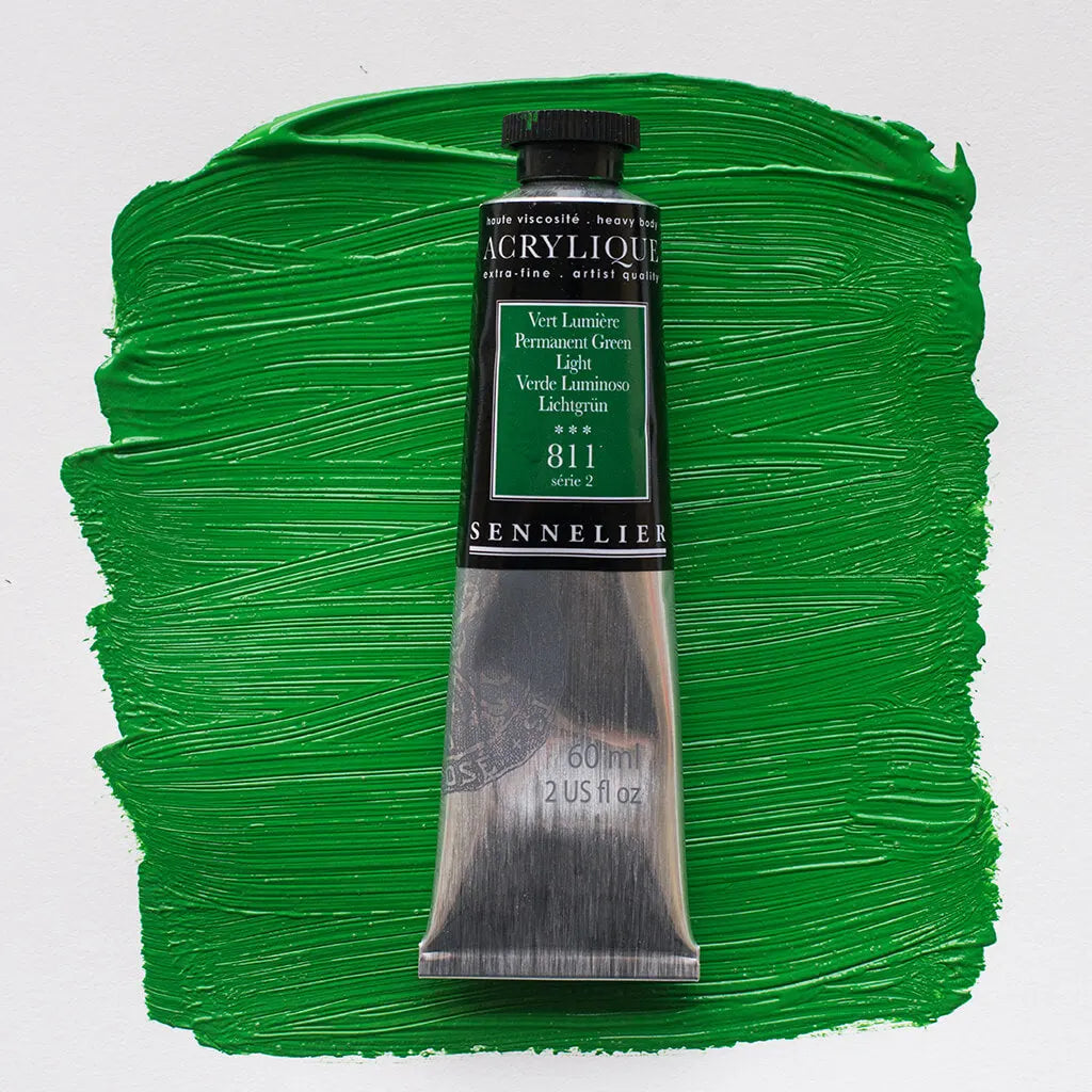 Sennelier Extra-Fine Acrylic Tube 60ml S2, Permanent Green Light