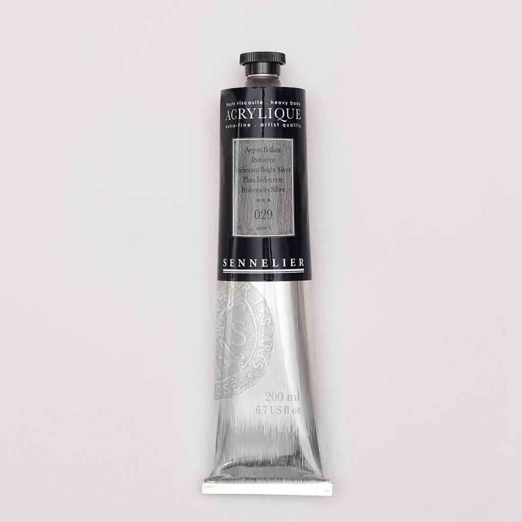 Sennelier Extra-Fine Acrylic Tube 200ml S4, Iridescent Bright Silver