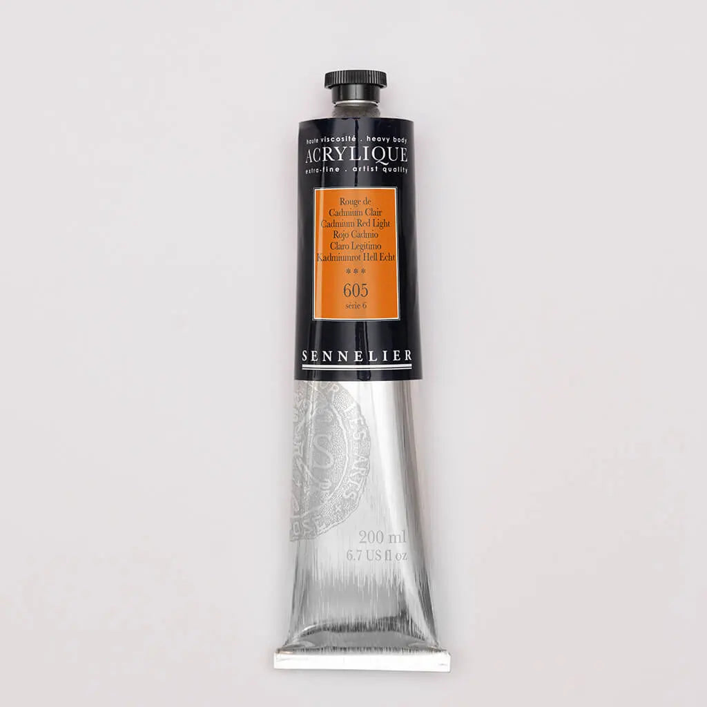Sennelier Extra-Fine Acrylic Tube 200ml S6, Cadmium Red Light