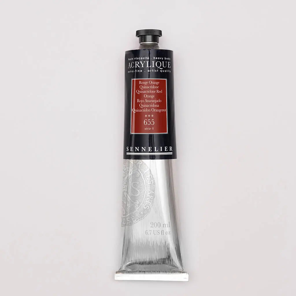 Sennelier Extra-Fine Acrylic Tube 200ml S4, Quinacridone Red Orange