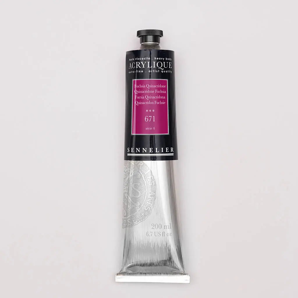 Sennelier Extra-Fine Acrylic Tube 200ml S4, Quinacridone Fuchsia