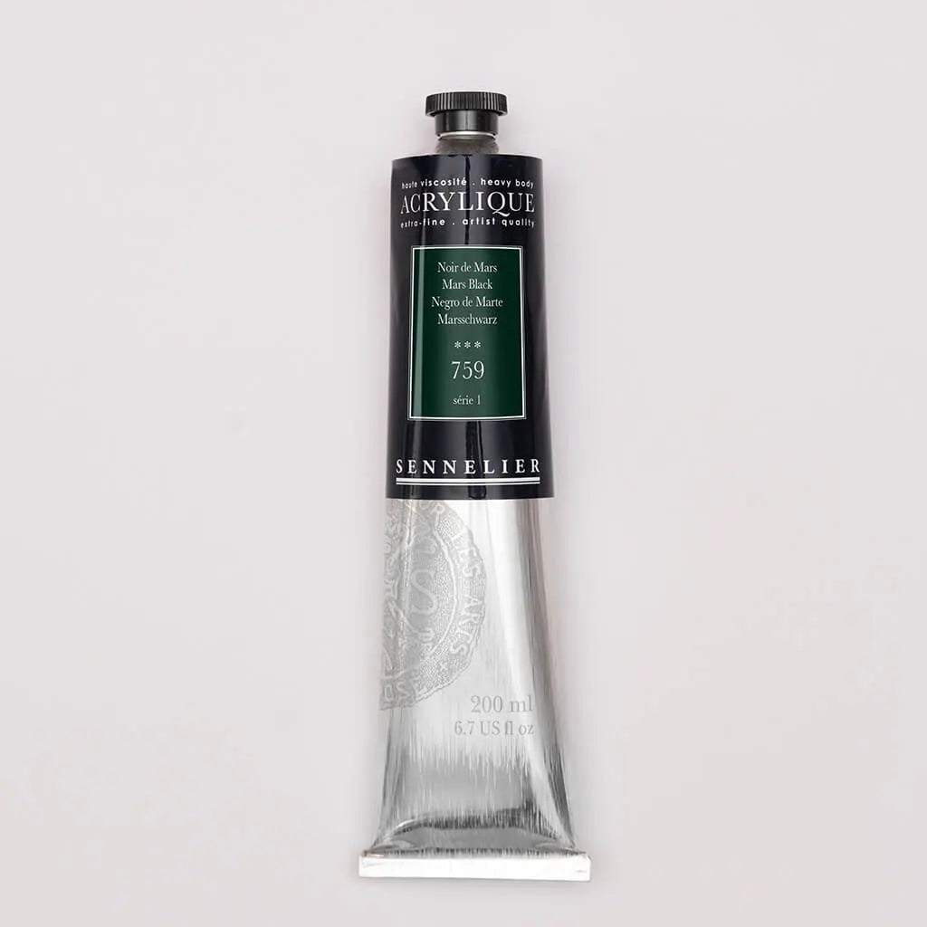 Sennelier Extra-Fine Acrylic Tube 200ml S1, Mars Black