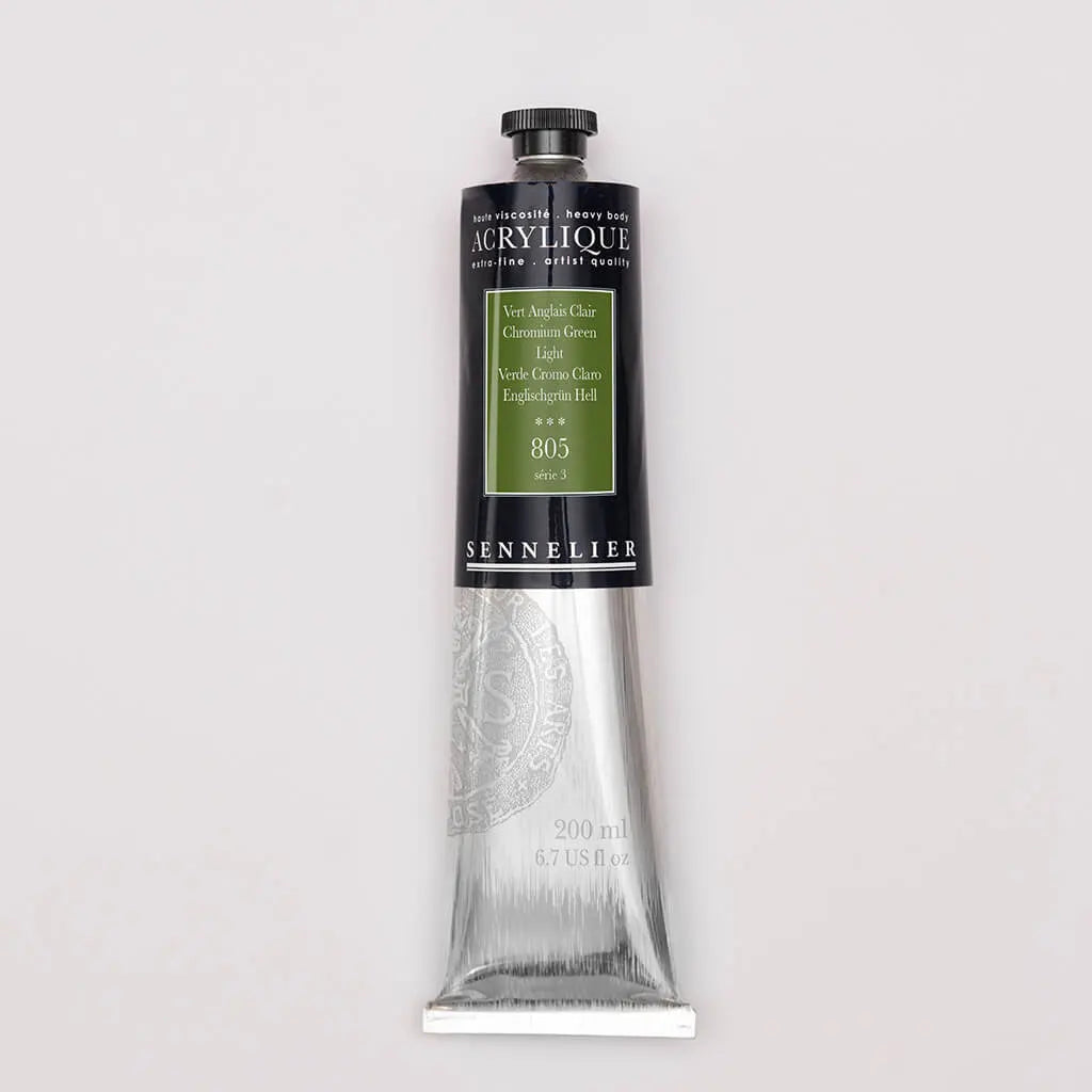 Sennelier Extra-Fine Acrylic Tube 200ml S3, Chromium Green Light