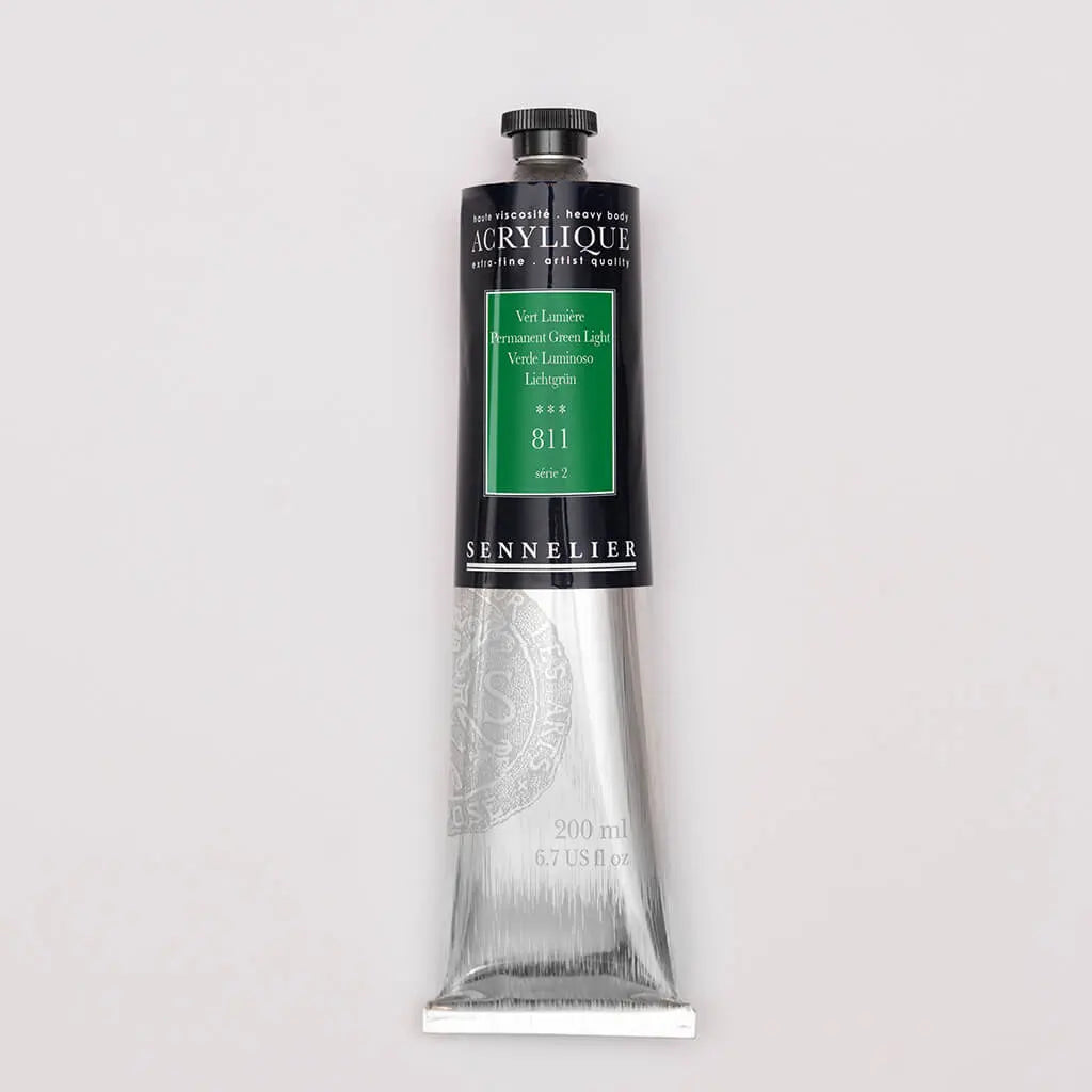 Sennelier Extra-Fine Acrylic Tube 200ml S2, Permanent Green Light