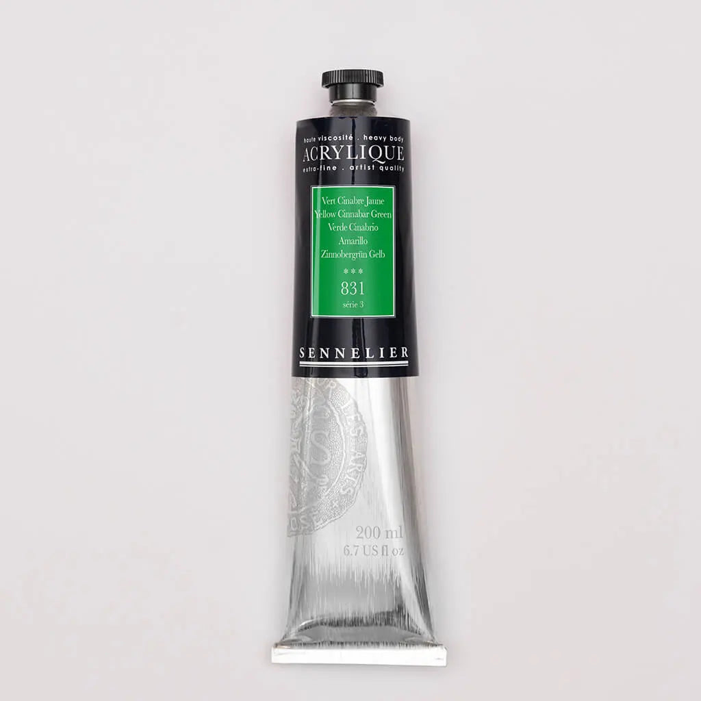 Sennelier Extra-Fine Acrylic Tube 200ml S3, Yellow Cinnabar Green