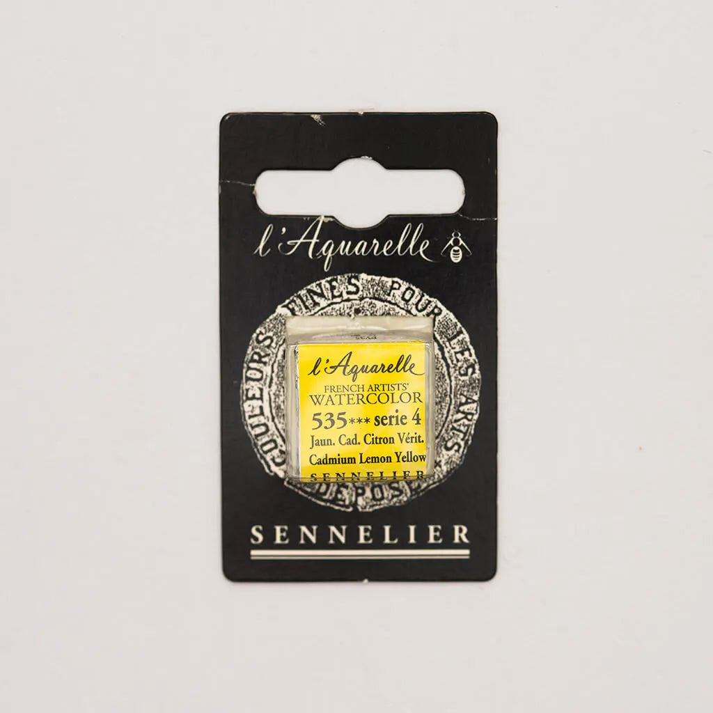 Sennelier Artist Watercolor Half Pans S4, Cadmium Lemon Yellow