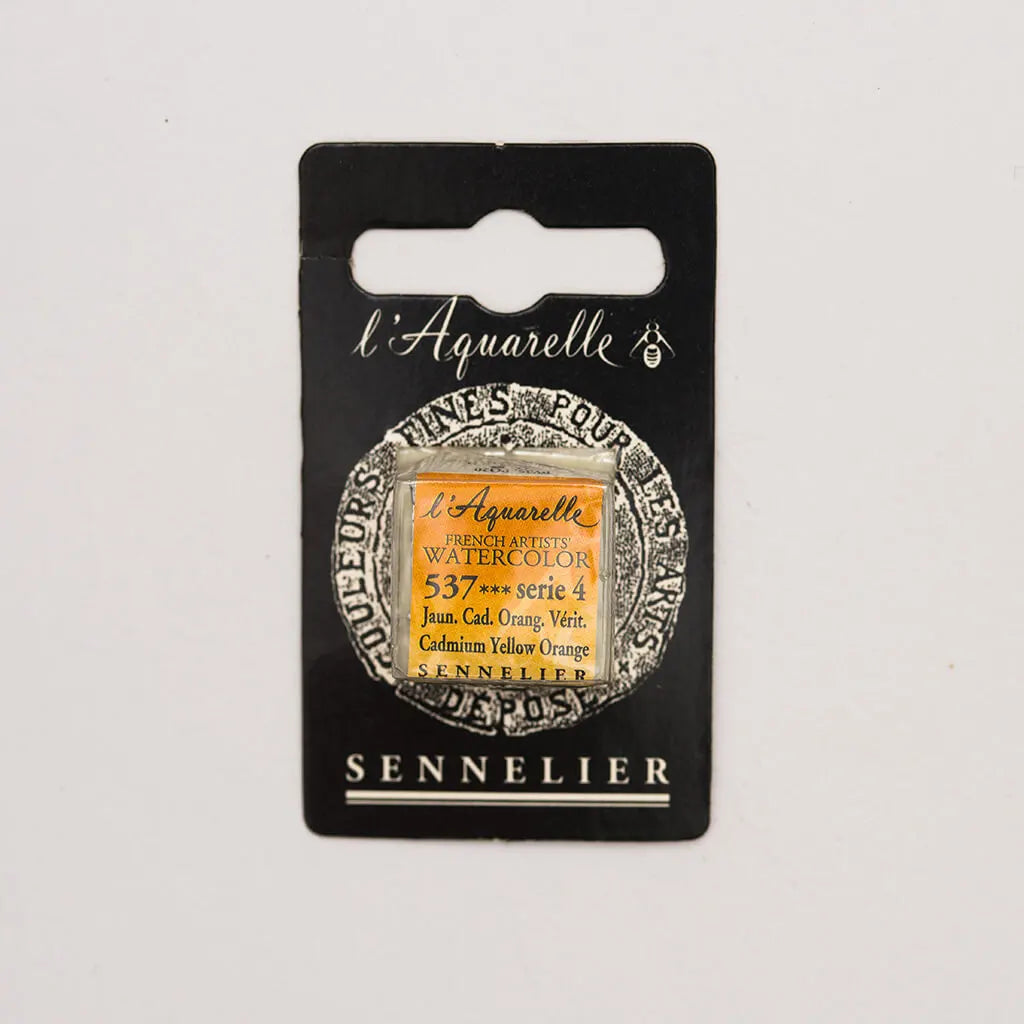Sennelier Artist Watercolor Half Pans S4, Cadmium Yellow Orange