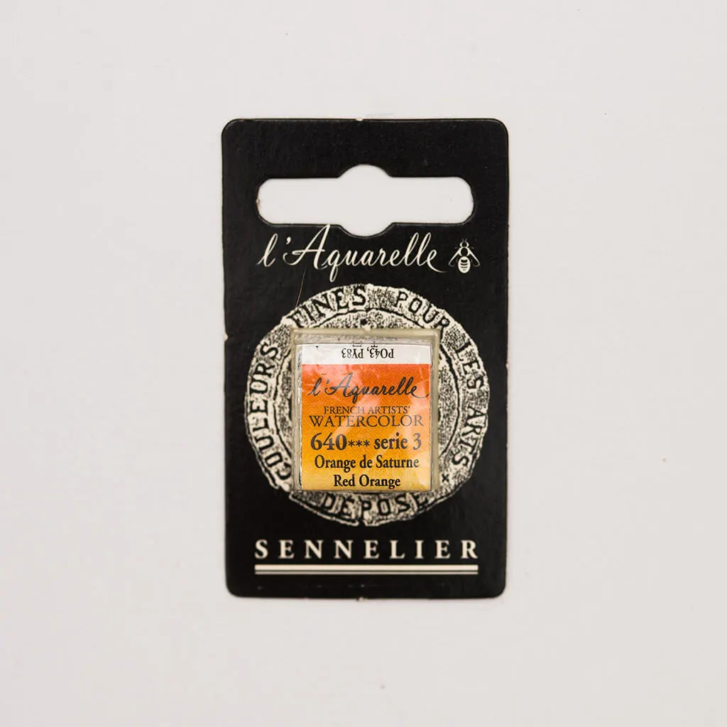 Sennelier Artist Watercolor Half Pans S3, Red Orange
