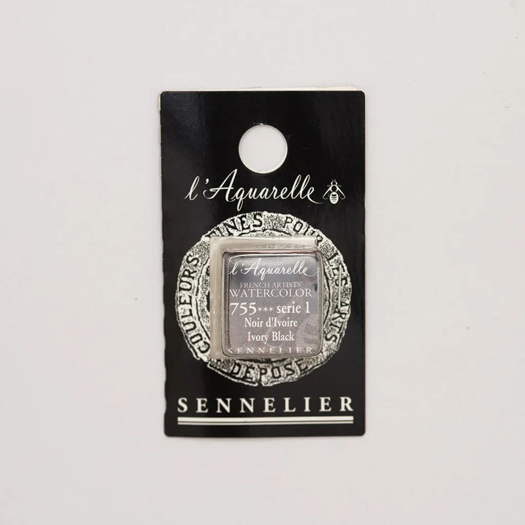 Sennelier Artist Watercolor Half Pans S1, Ivory Black