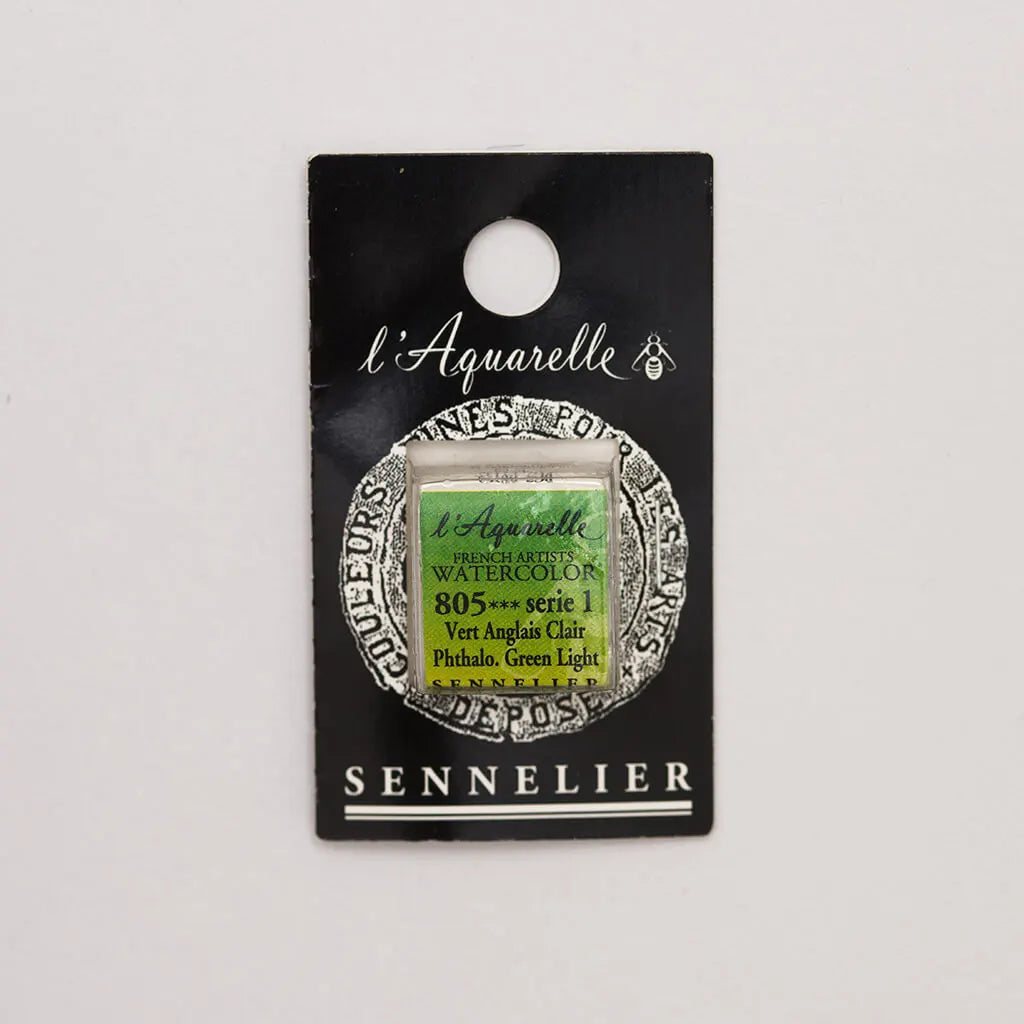 Sennelier Artist Watercolor Half Pans S1, Phthalo. Green Light