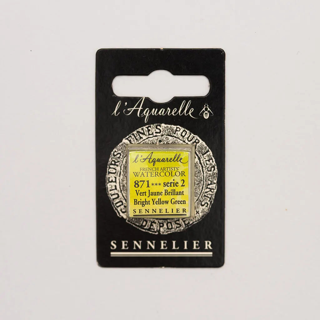 Sennelier Artist Watercolor Half Pans S2, Bright Yellow Green
