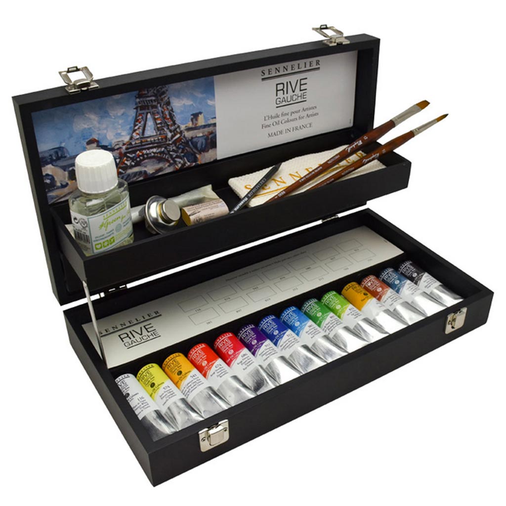 Sennelier Rive Gauche Oil Paints Black Wooden Box Set of 14 X 40ml