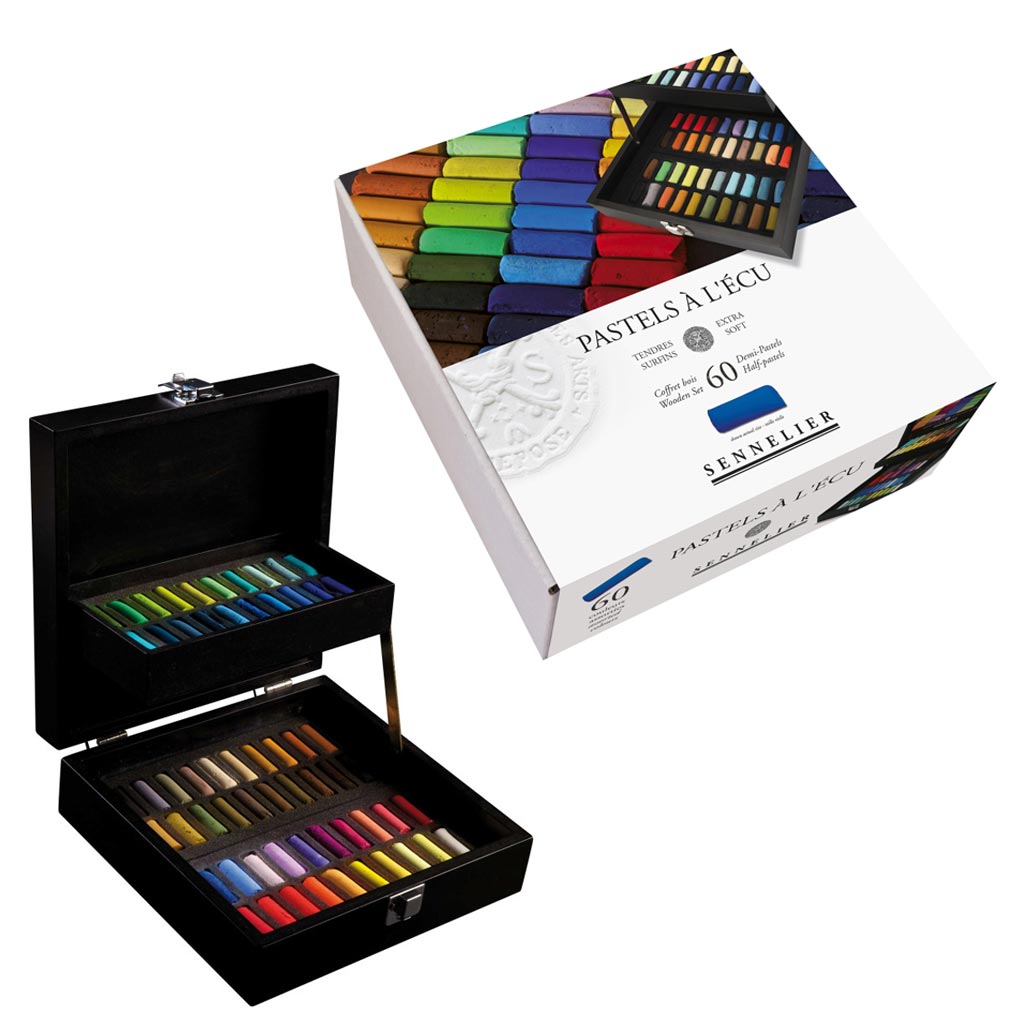 Extra-Soft Pastel Half Stick Black Wood Box Set of 60