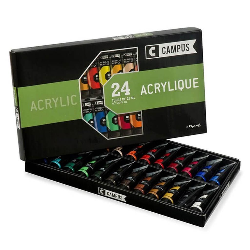 Campus Acrylic Cardboard Set 24 Tubes 21ml