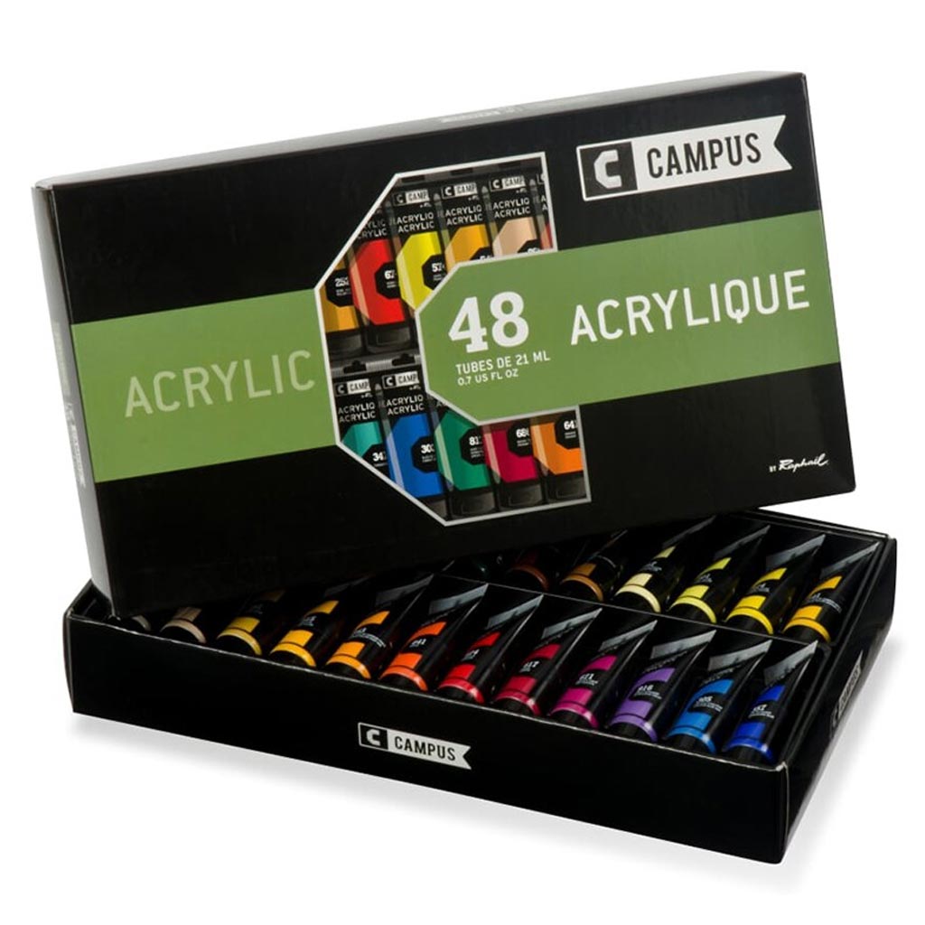 Campus Acrylic Cardboard Set 48 Tubes 21ml