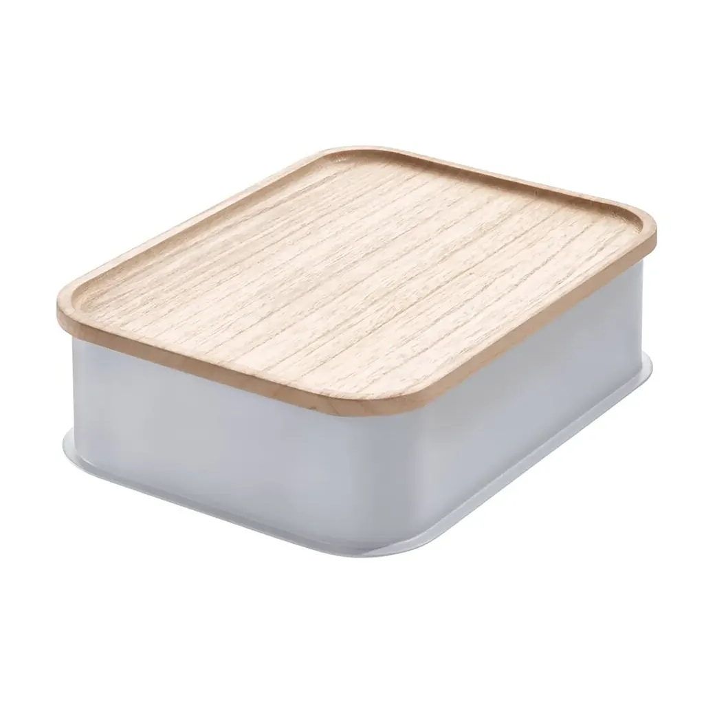 Medium Bin &amp; Wood Lid 8.4in x 11.9in x 3in