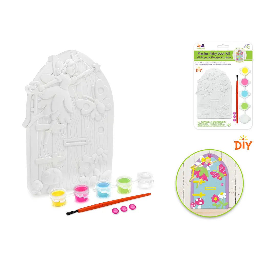 4.6INx3.1IN DIY Plaster Fairy Door w/Brush+Paints+Gems